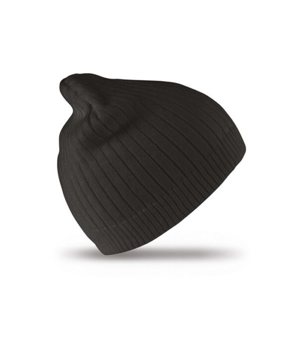 Cotton knitted beanie hat i black